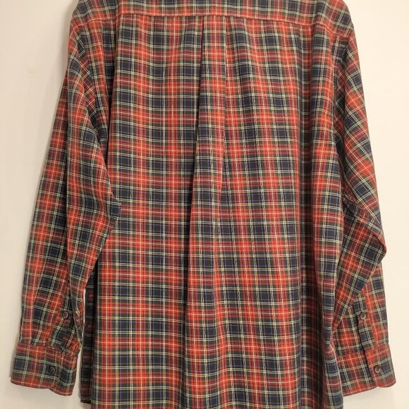 🍉2/40🍉Vintag Tommy Hilfiger Men's Shirt Red Plaid Long Sleeves Button up Shirt - Picture 8 of 16